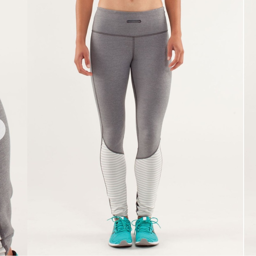 Lululemon Size 4 Gray, White Runder Under Waistband Reflective Leggings